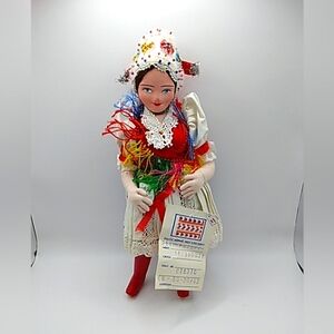 Vintage Hungery Cloth Doll Russian Culture Folk Art 12" Tall Doll With Tags